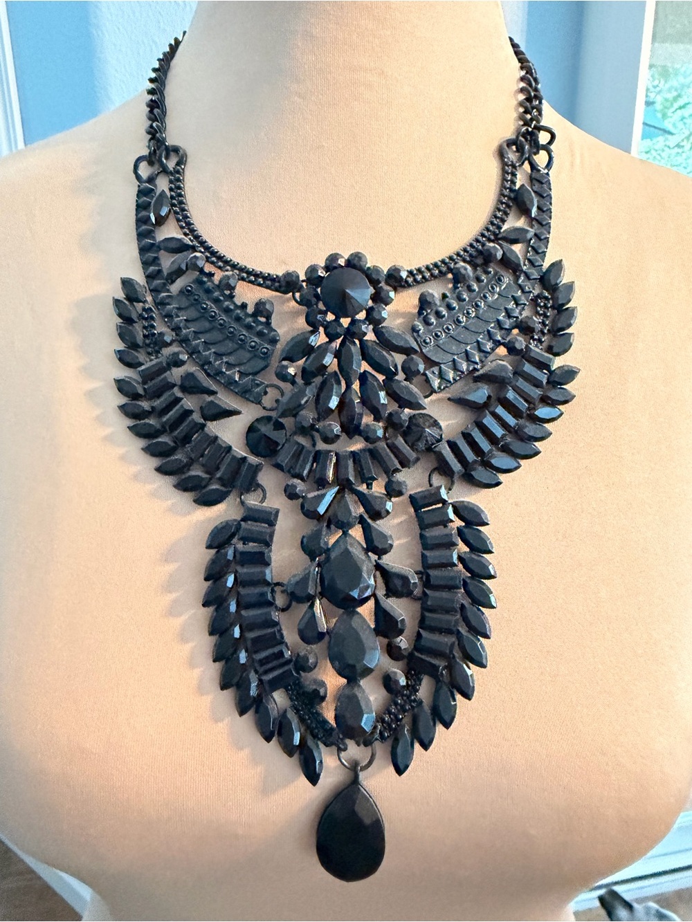 Black Statement Bib Necklace - Women Jewelry